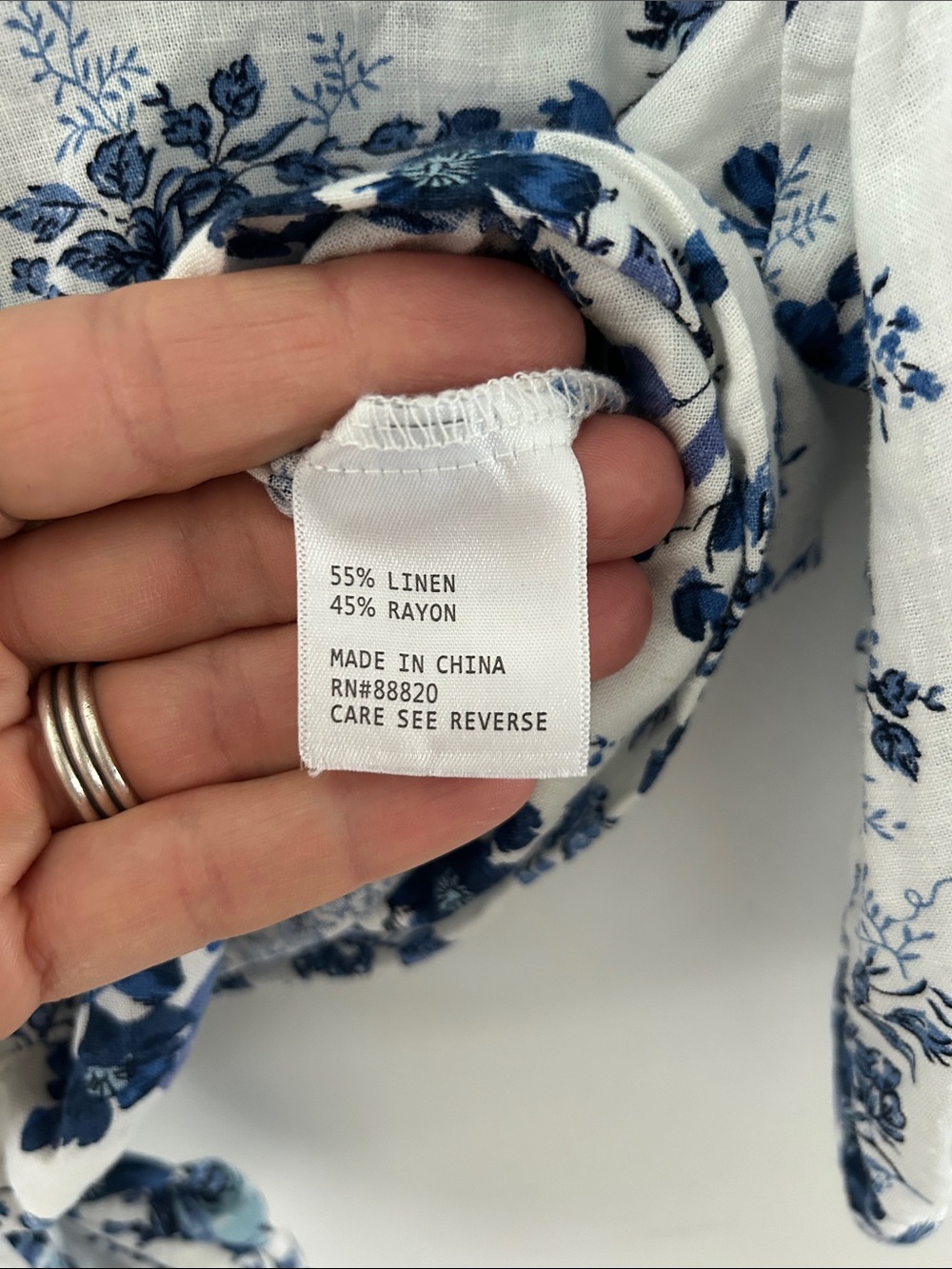 Cupcakes & Cashmere Tie-Front Crop Top Blue/White Floral Ruffle Peasant Milkmaid - Picture 9 of 16
